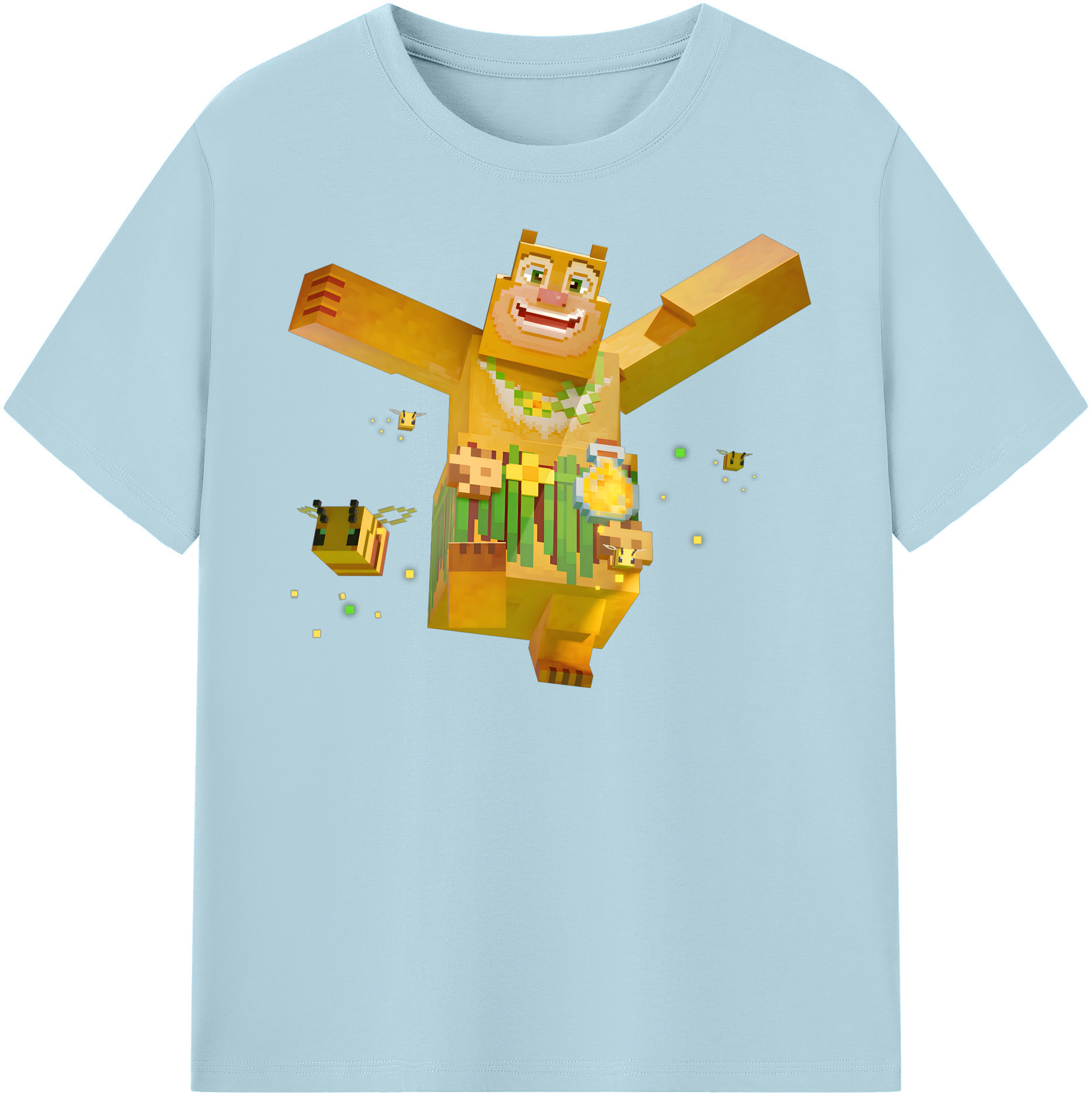 （画像用） マインクラフト ブロックの世界 Minecraft MC Block world 綿100％半袖Tシャツ（フロントプリント）